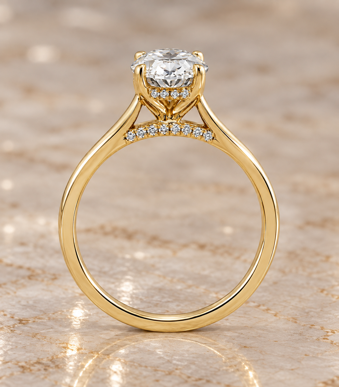 9K Gold 2.10ct Diamond Oval Ring