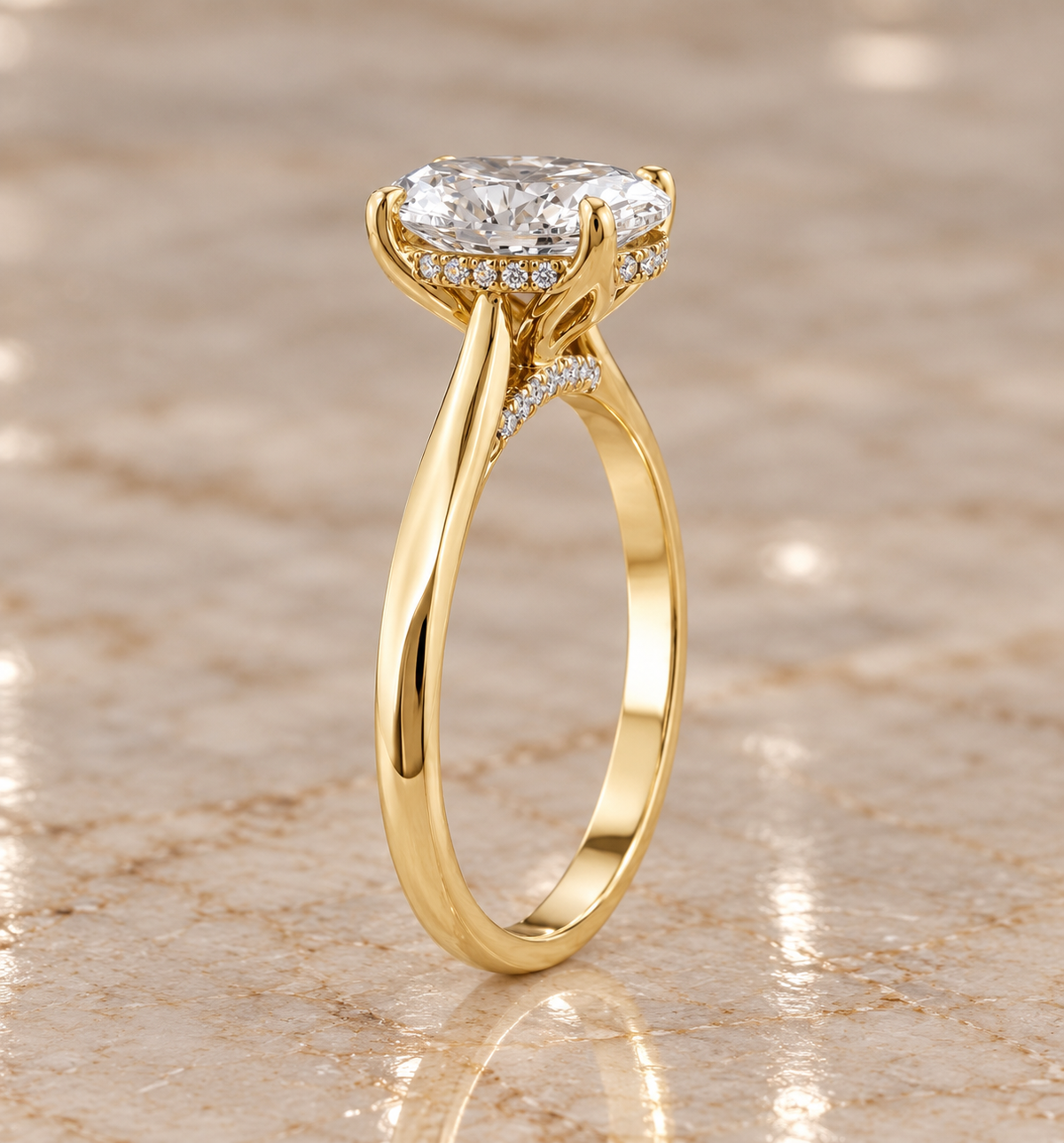 9K Gold 2.10ct Diamond Oval Ring