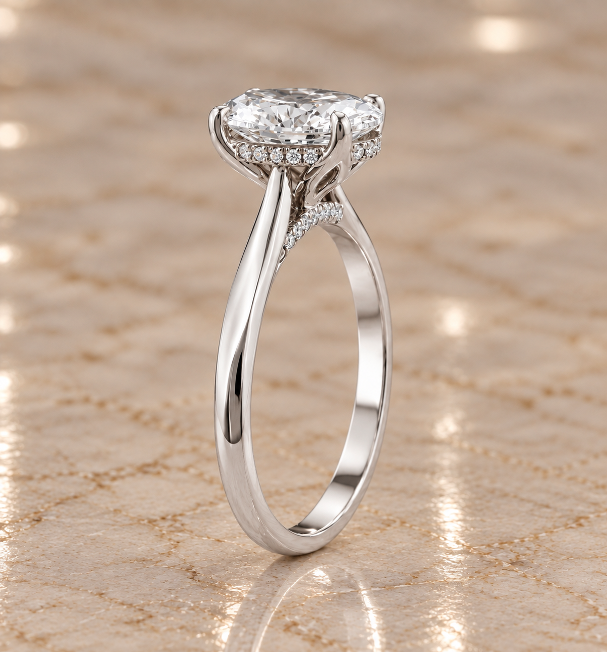 9K Gold 2.10ct Diamond Oval Ring