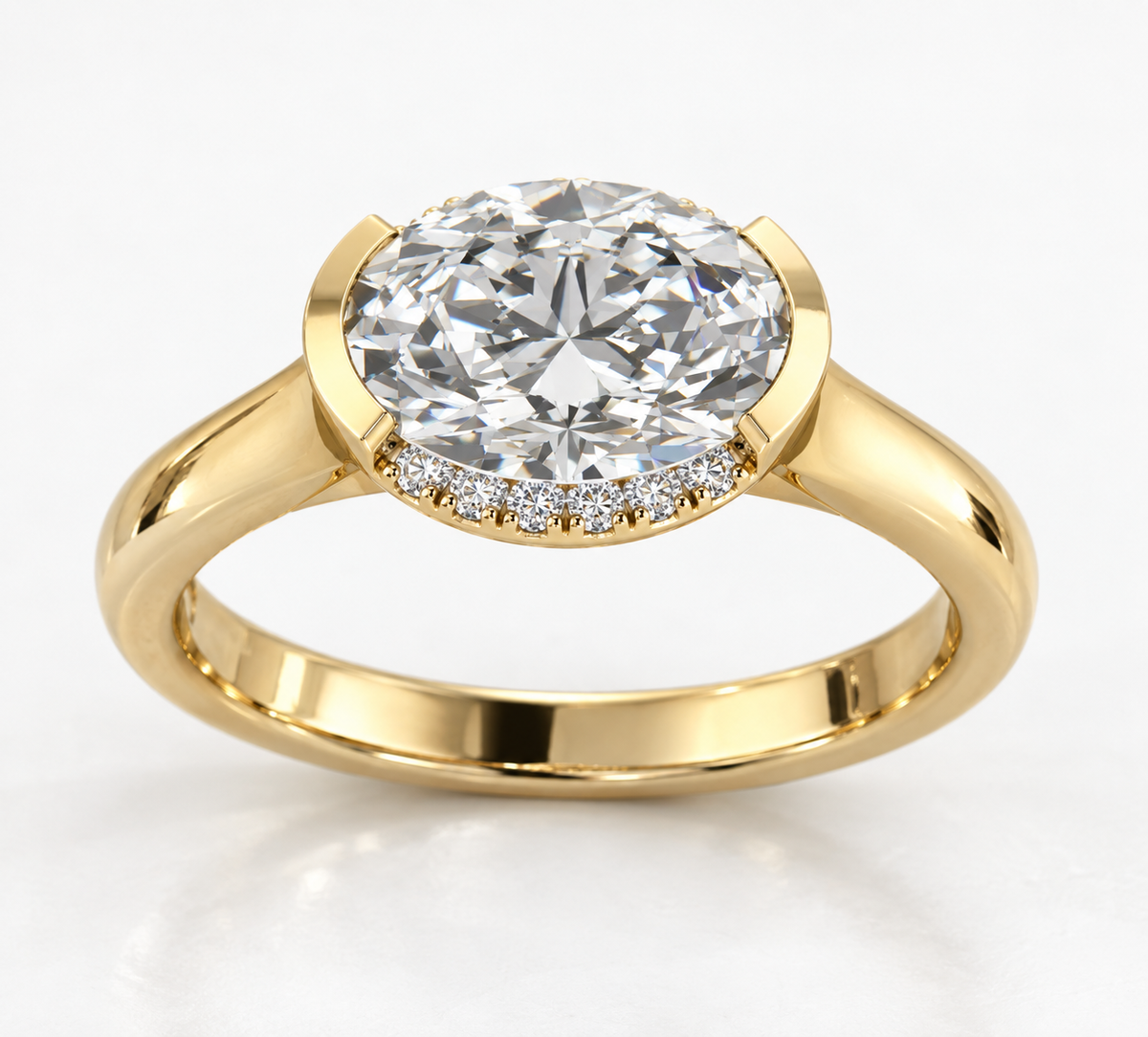 9K Gold 1.55ct Diamond Oval Semi-Halo Ring