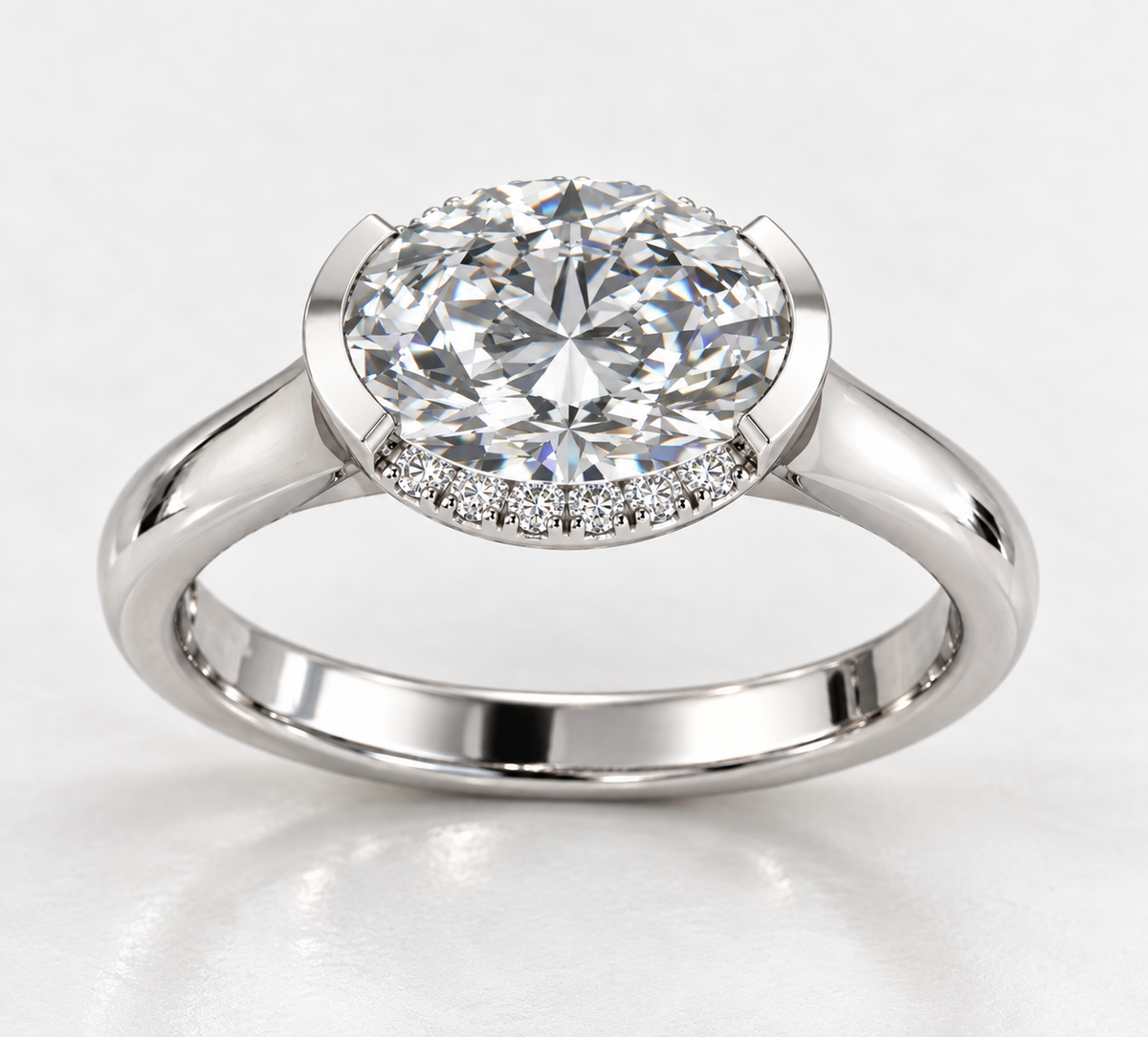 9K Gold 1.55ct Diamond Oval Semi-Halo Ring