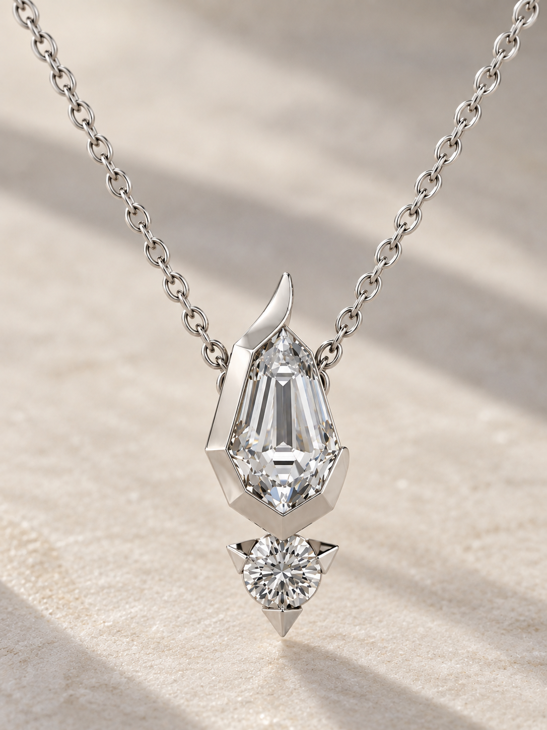 9K Gold 0.60ct Diamond Step-cut Pear Necklace