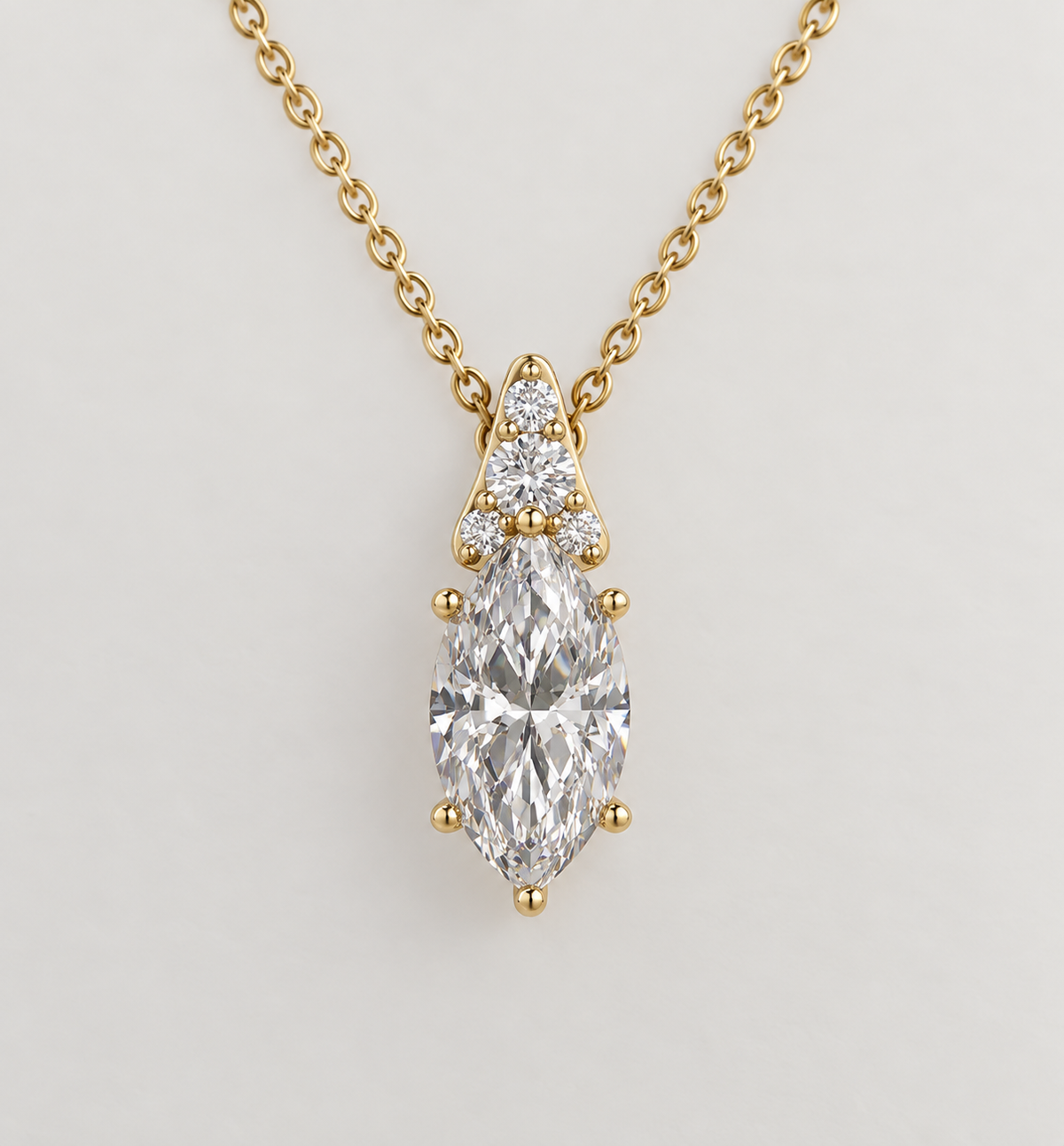 9K Gold 1.05ct Diamond Marquise Necklace