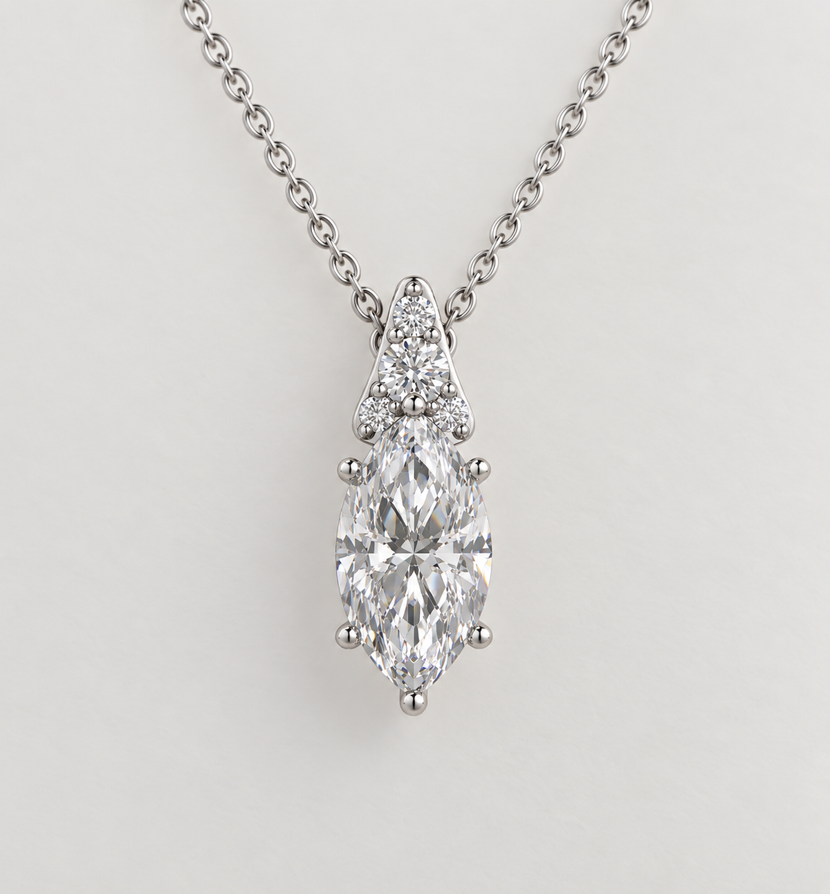 9K Gold 1.05ct Diamond Marquise Necklace