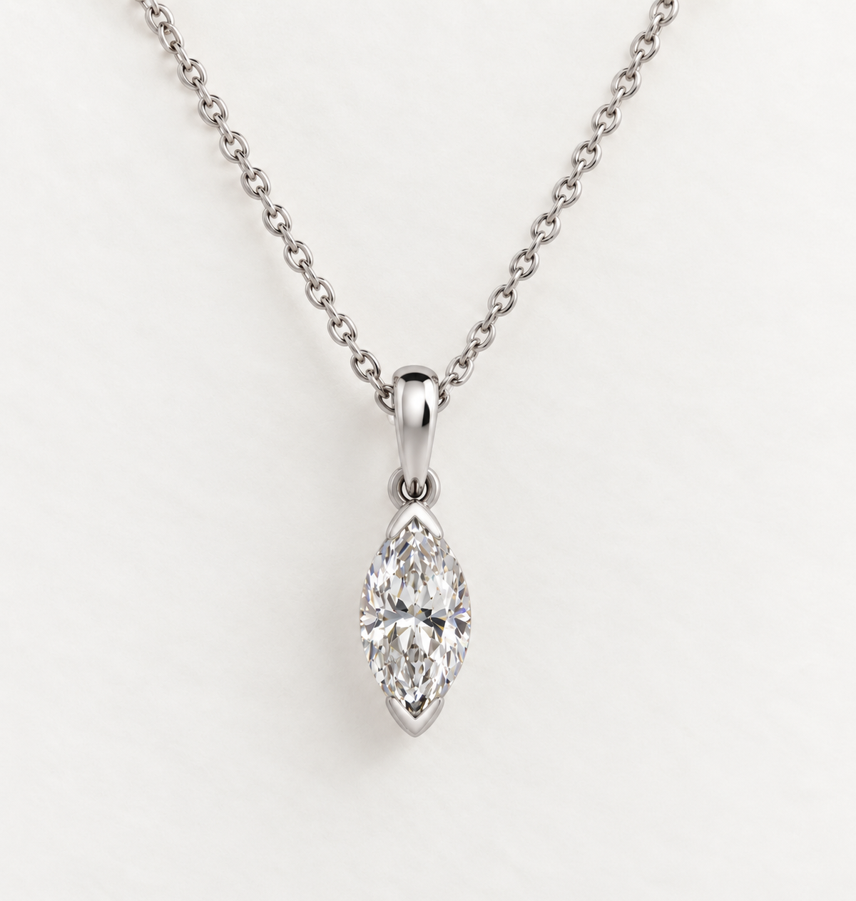 9K Gold 1ct Diamond Marquise Necklace