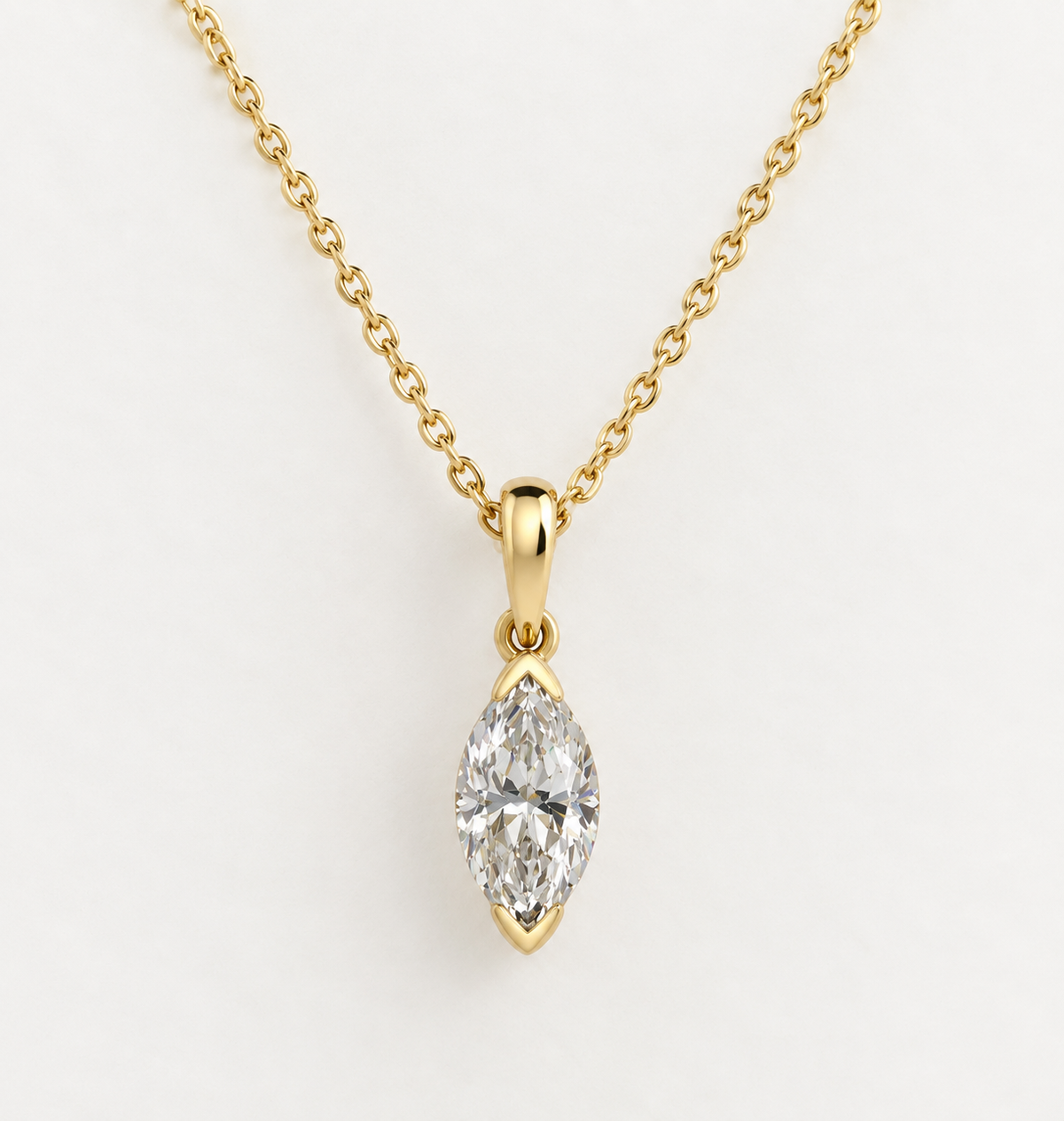 9K Gold 1ct Diamond Marquise Necklace