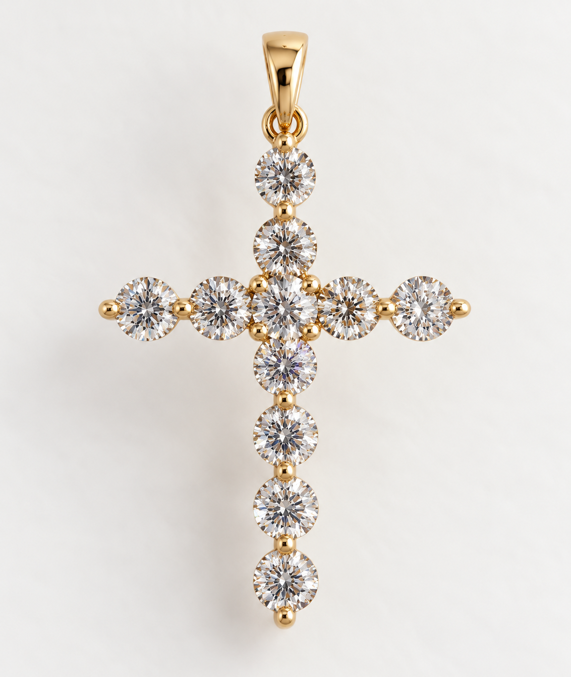 9K Gold 1ct Diamond Cross Pendant