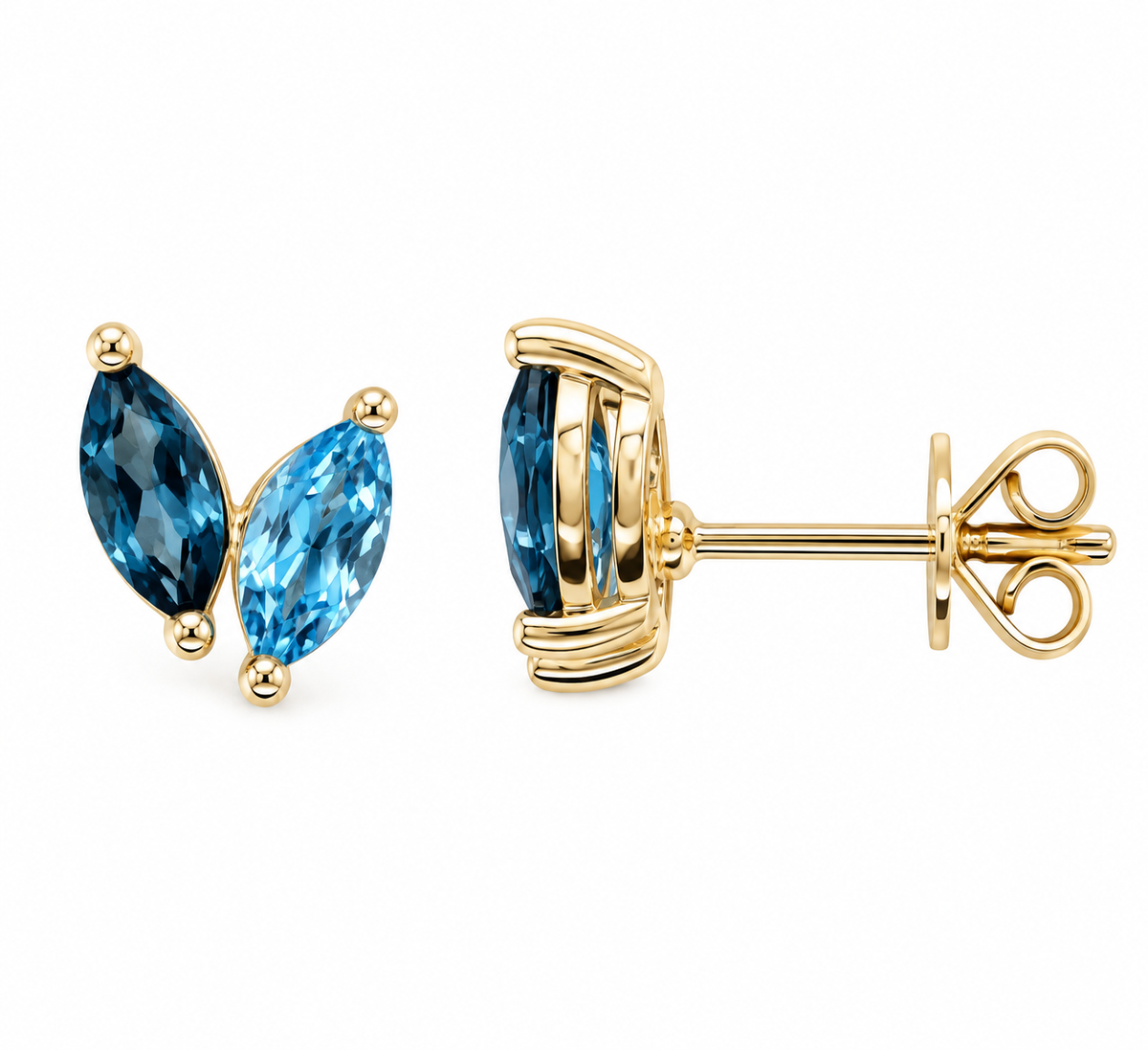 9K Gold Blue Topaz Studs