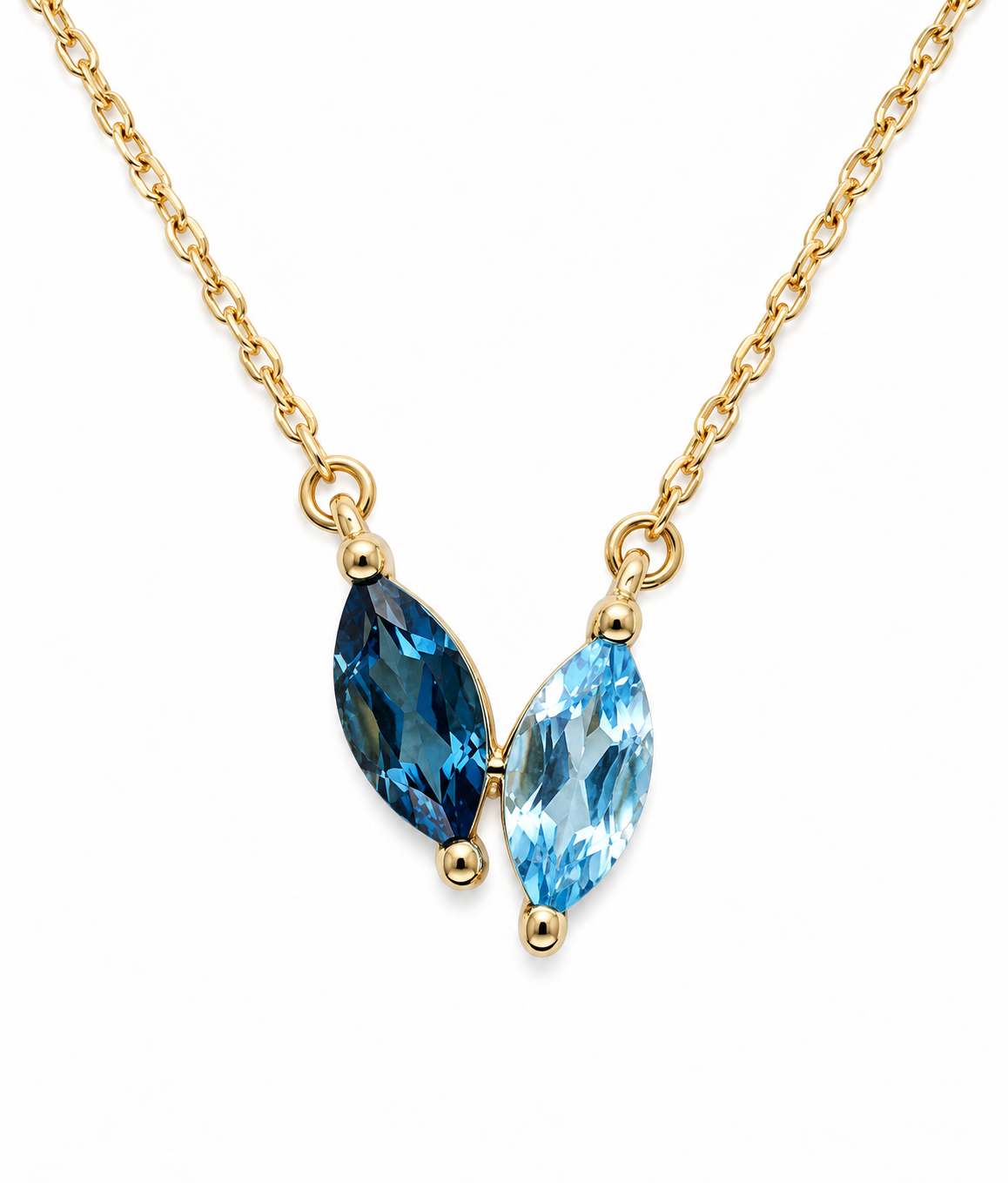 9K Gold Blue Topaz Necklace