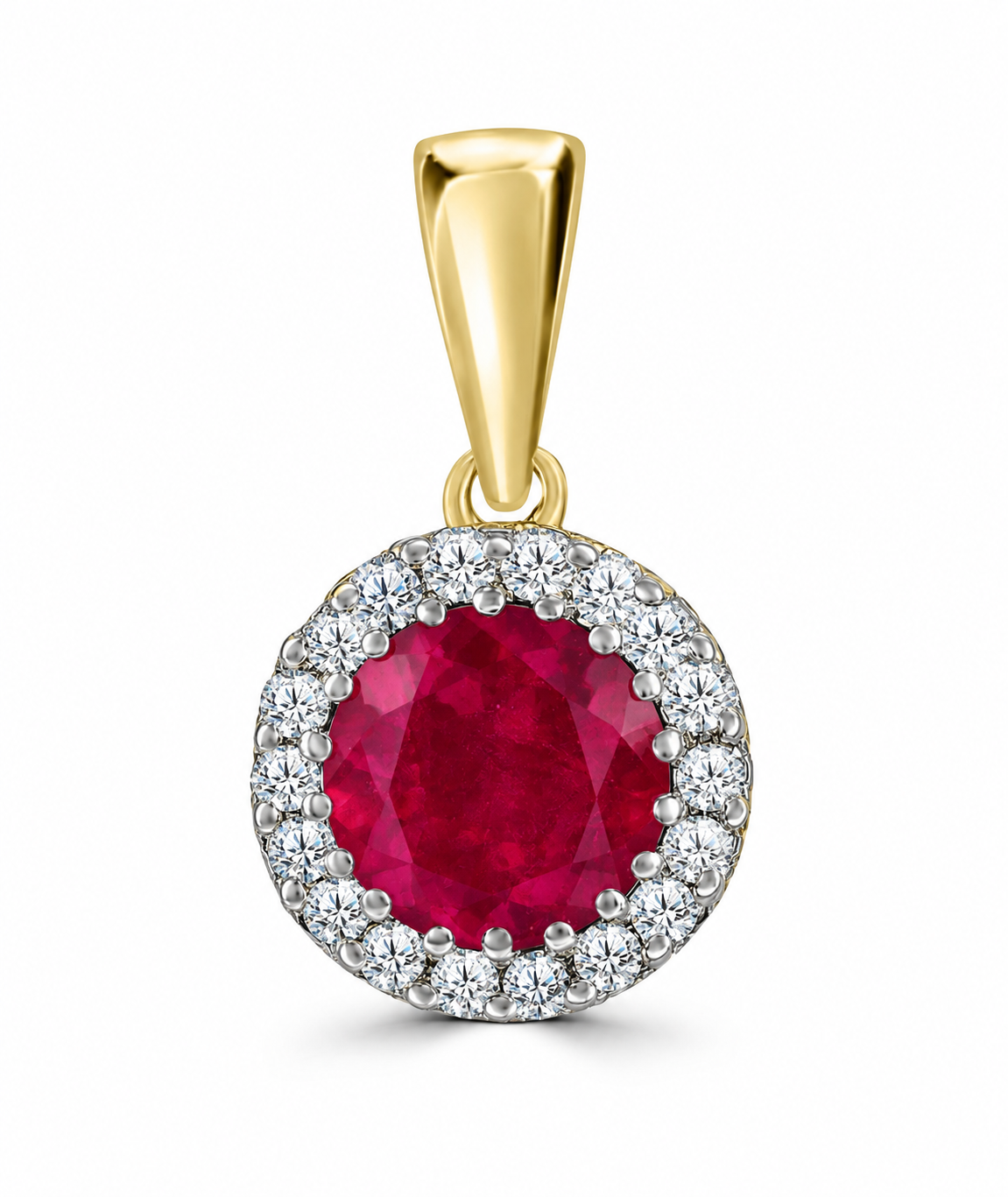 9K Gold 0.03ct Diamond & Ruby Pendant