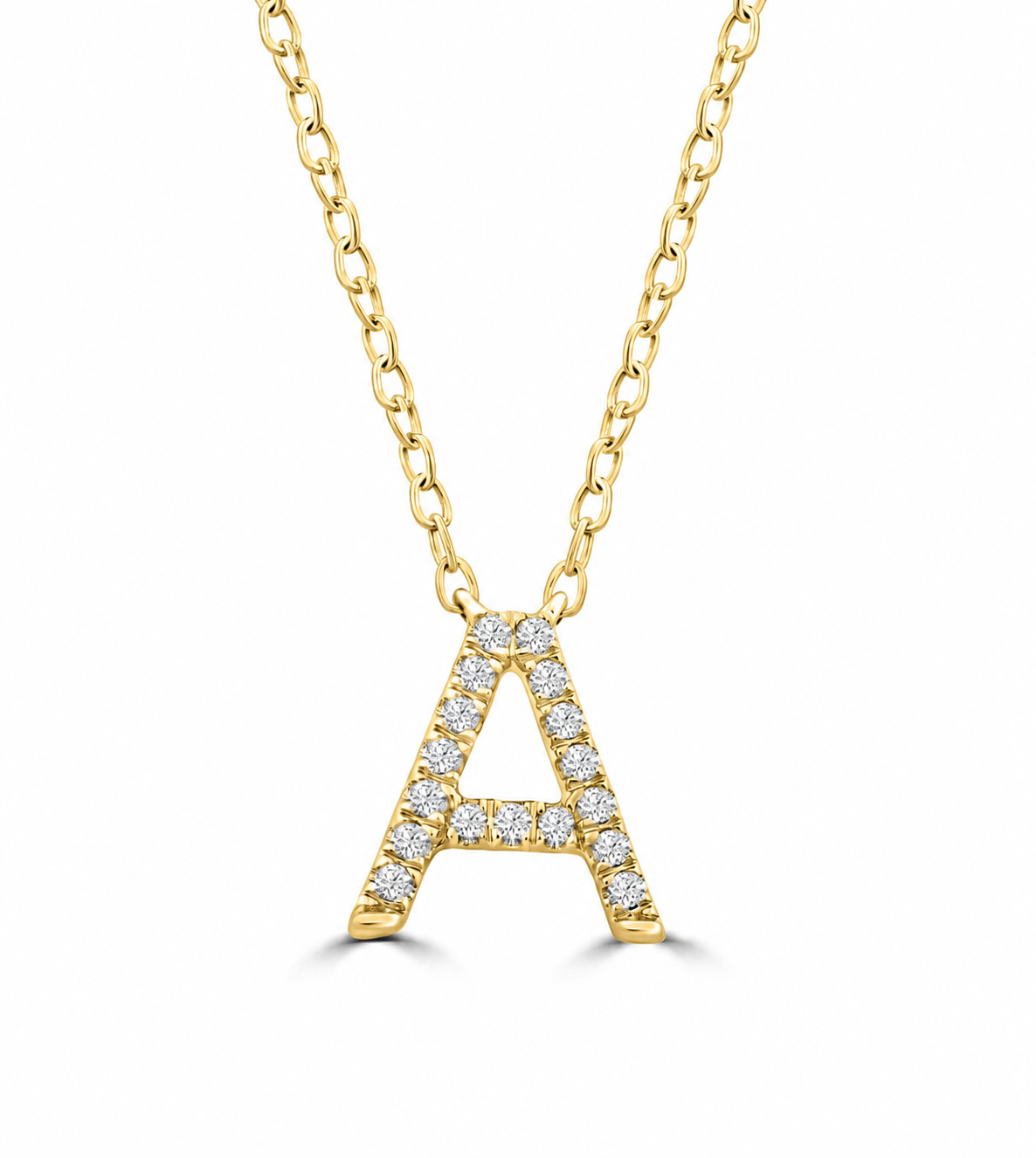 9K Gold 0.06ct-0.09ct Diamond Fixed Initials Necklaces