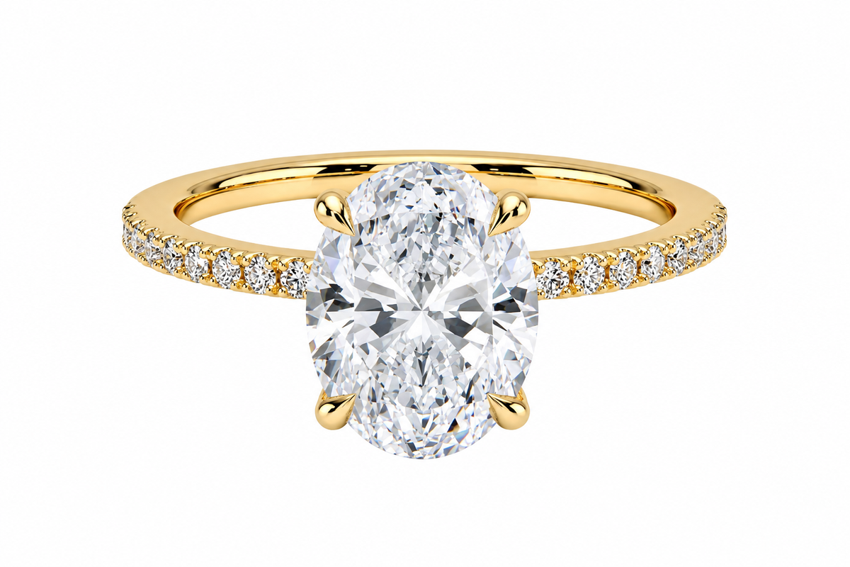 14K Gold 2.35ct Diamond Oval Ring