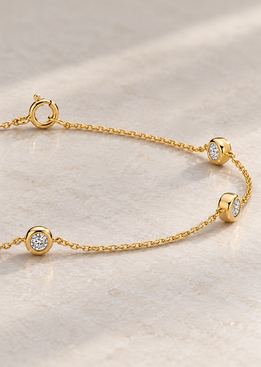 18K Gold 0.15ct Diamond Bezel Bracelet