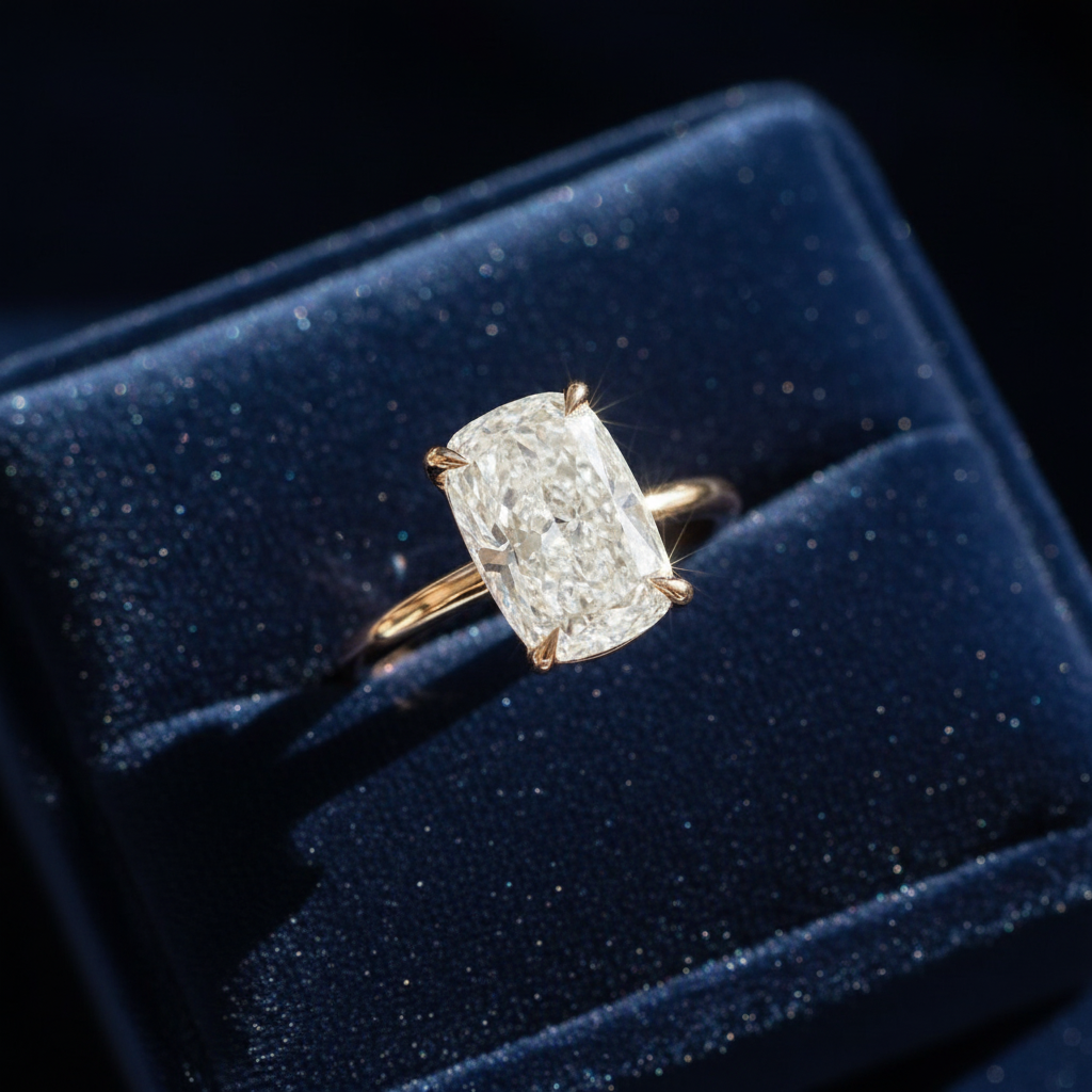 Cushion-cut diamond ring with updated background