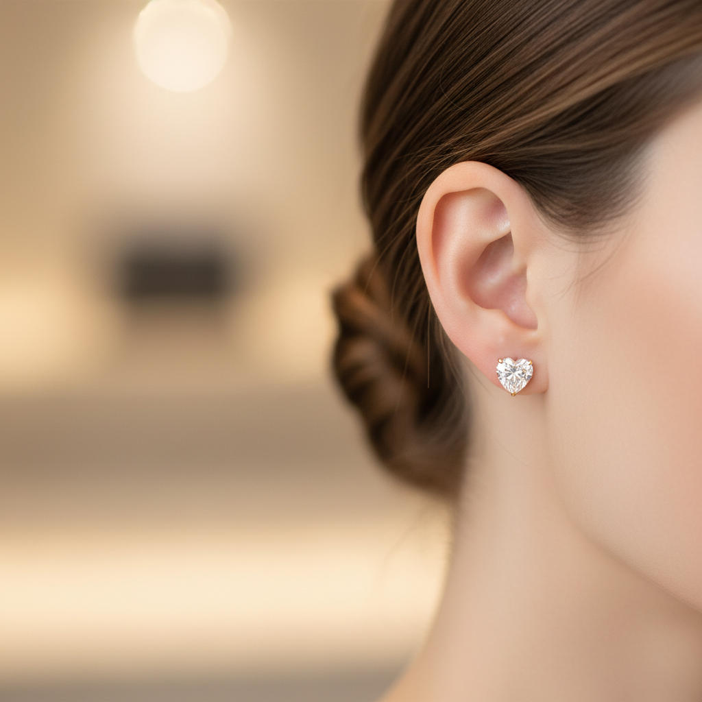 Detailed close-up of petite heart stud