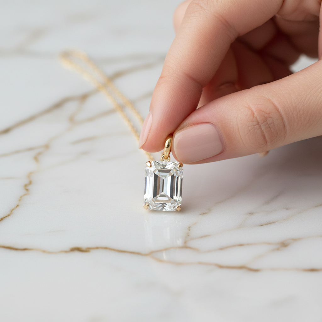 Diamond pendant with marble background