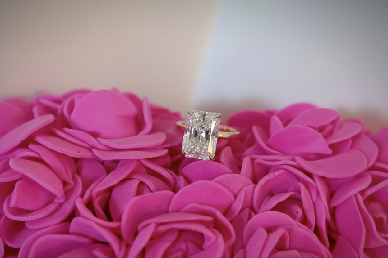 Enhanced ring on pink roses