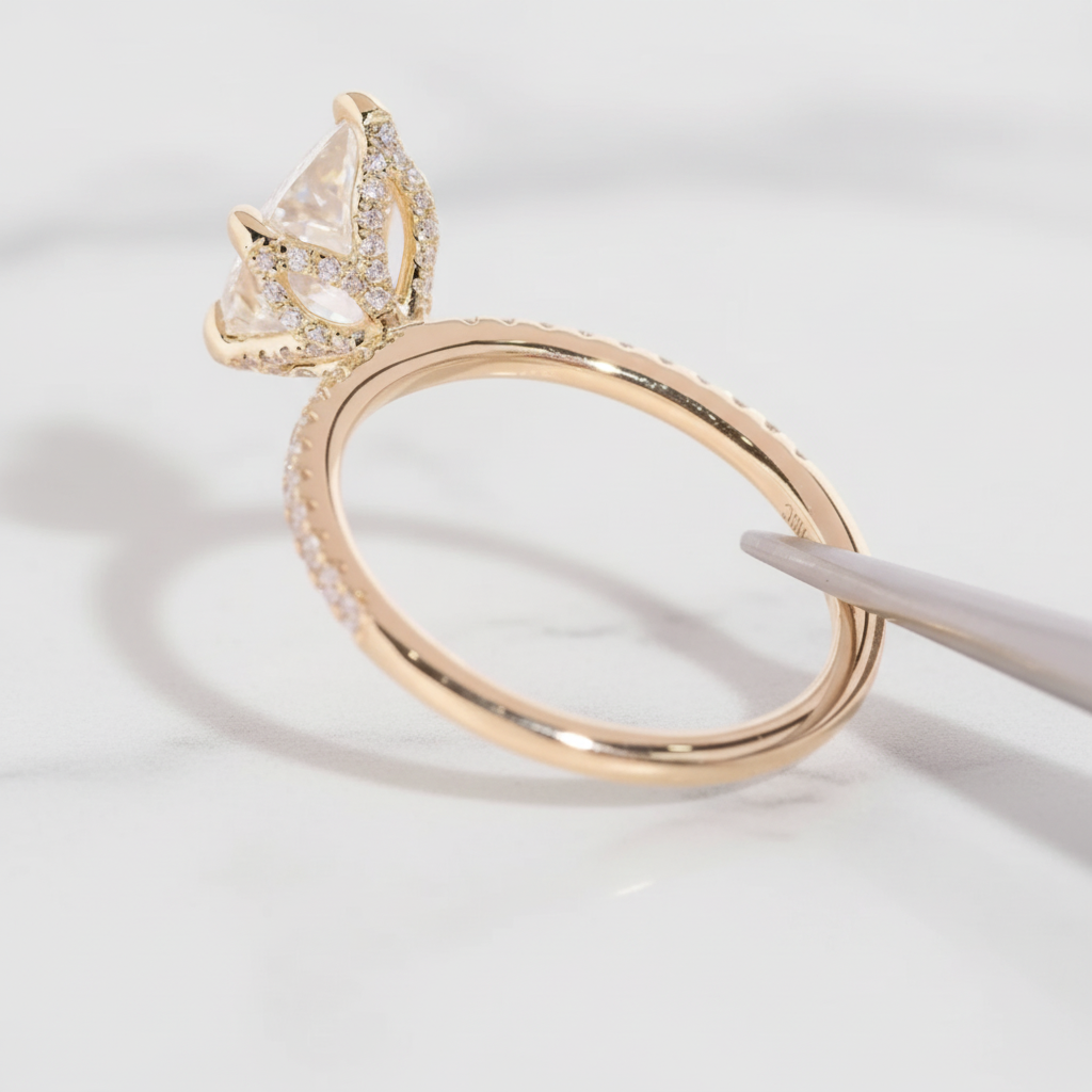 Gold diamond engagement ring with new background