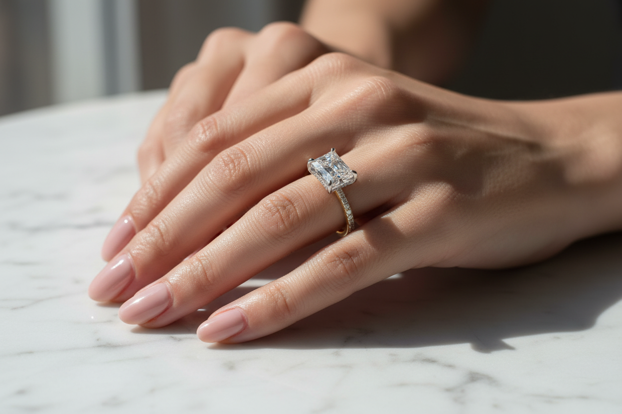 Hand on marble surface