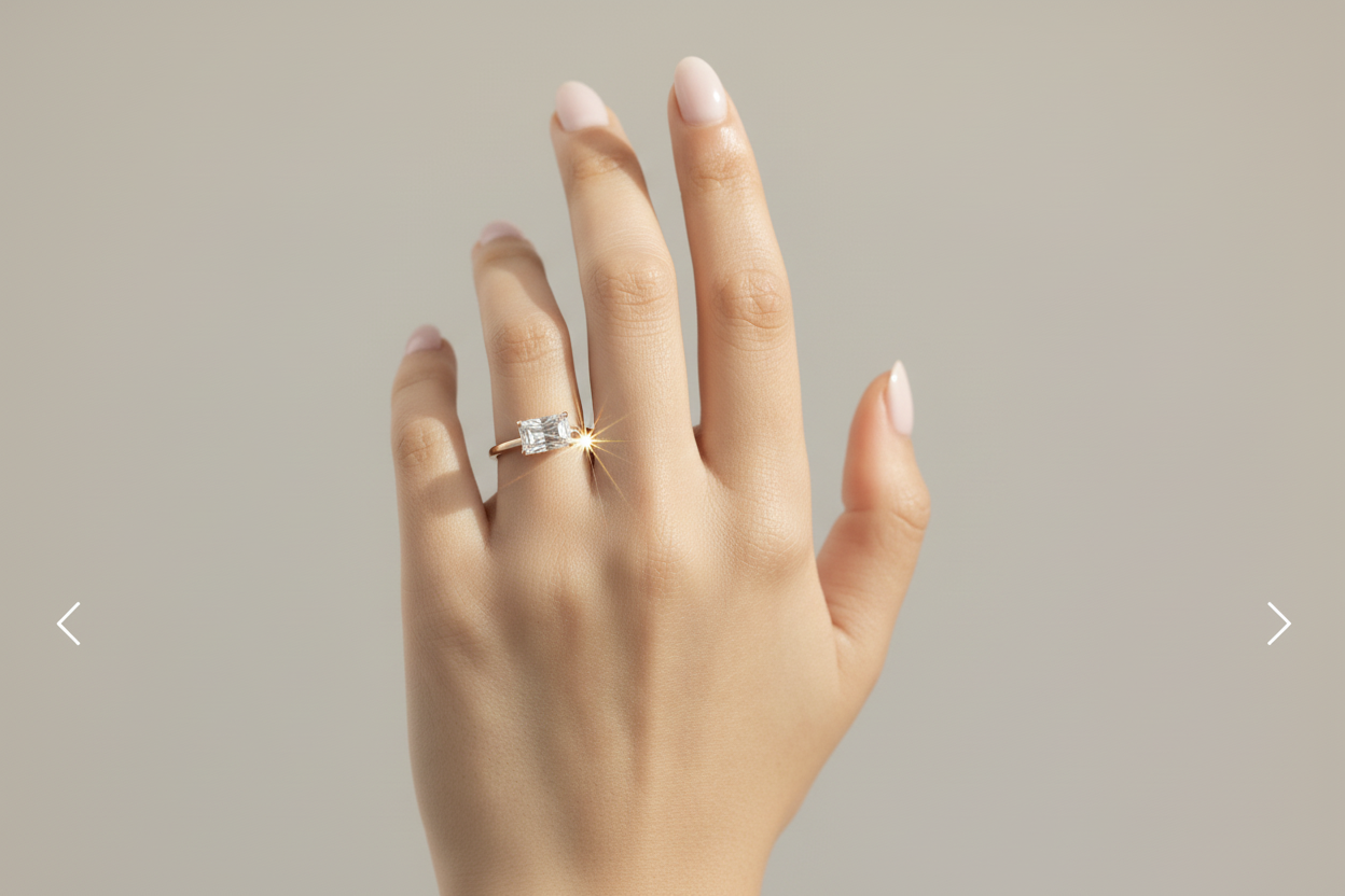 Hand with white nails and sparkling ring