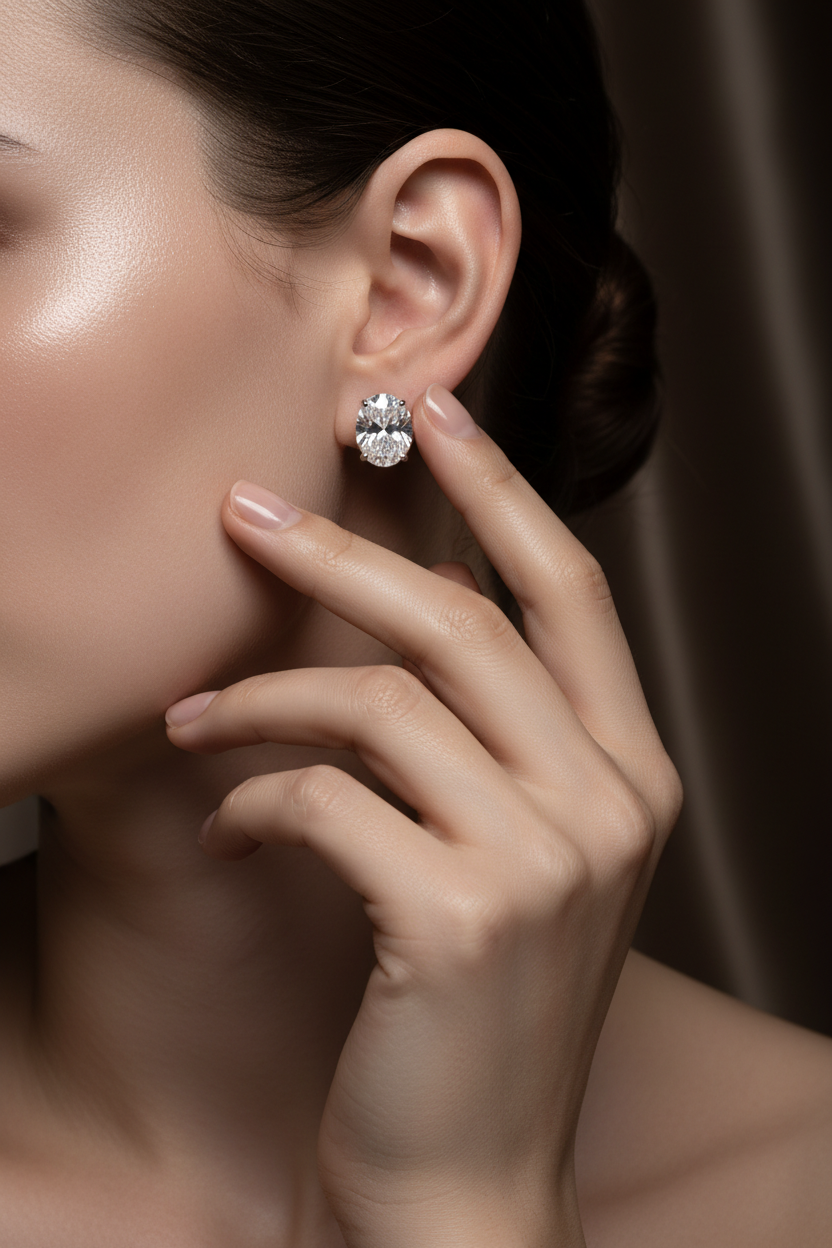 Luxury oval diamond earrings