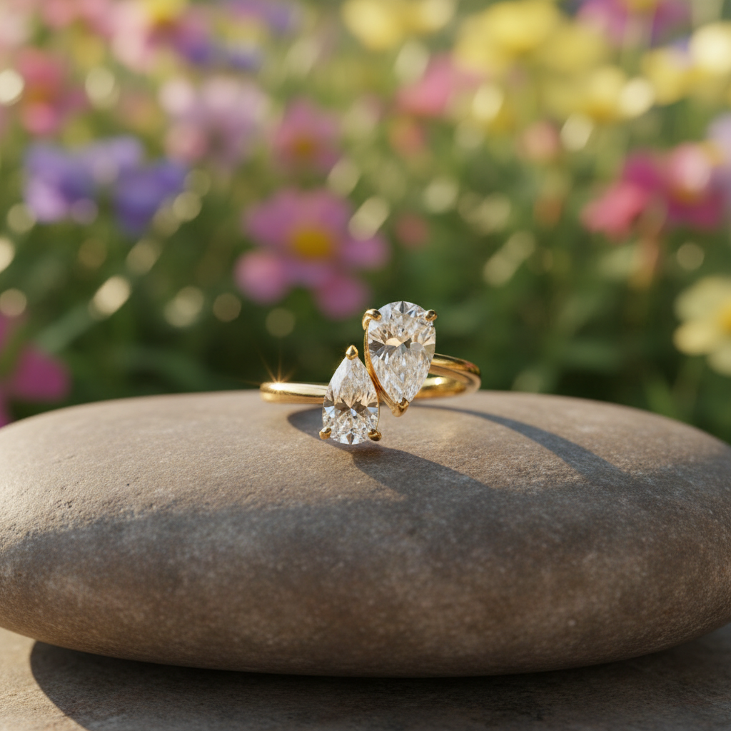 Natural stone with garden flowers