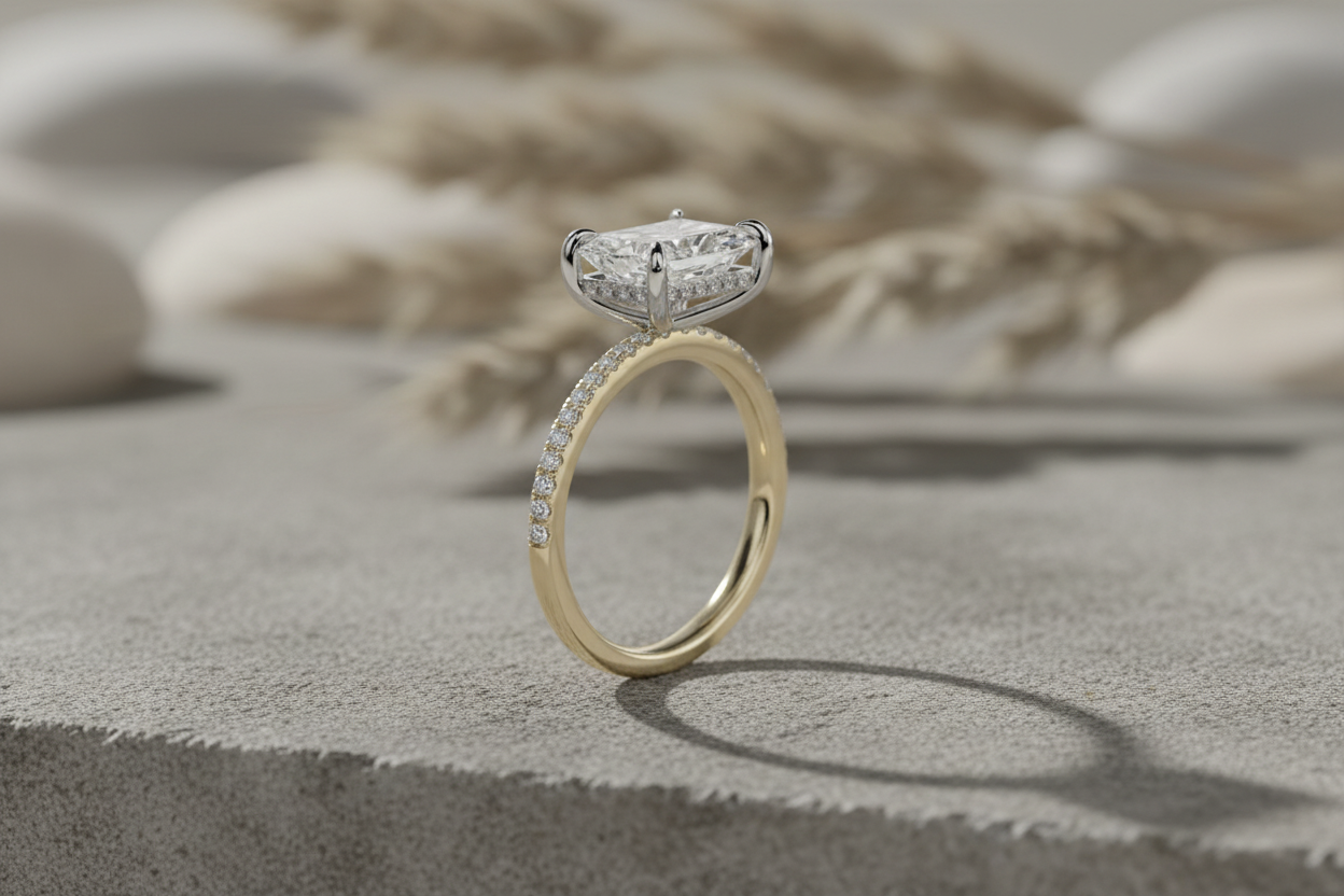 Ring on textured stone