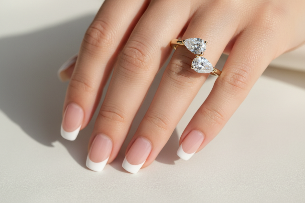 Ring with French tips - close-up brilliance