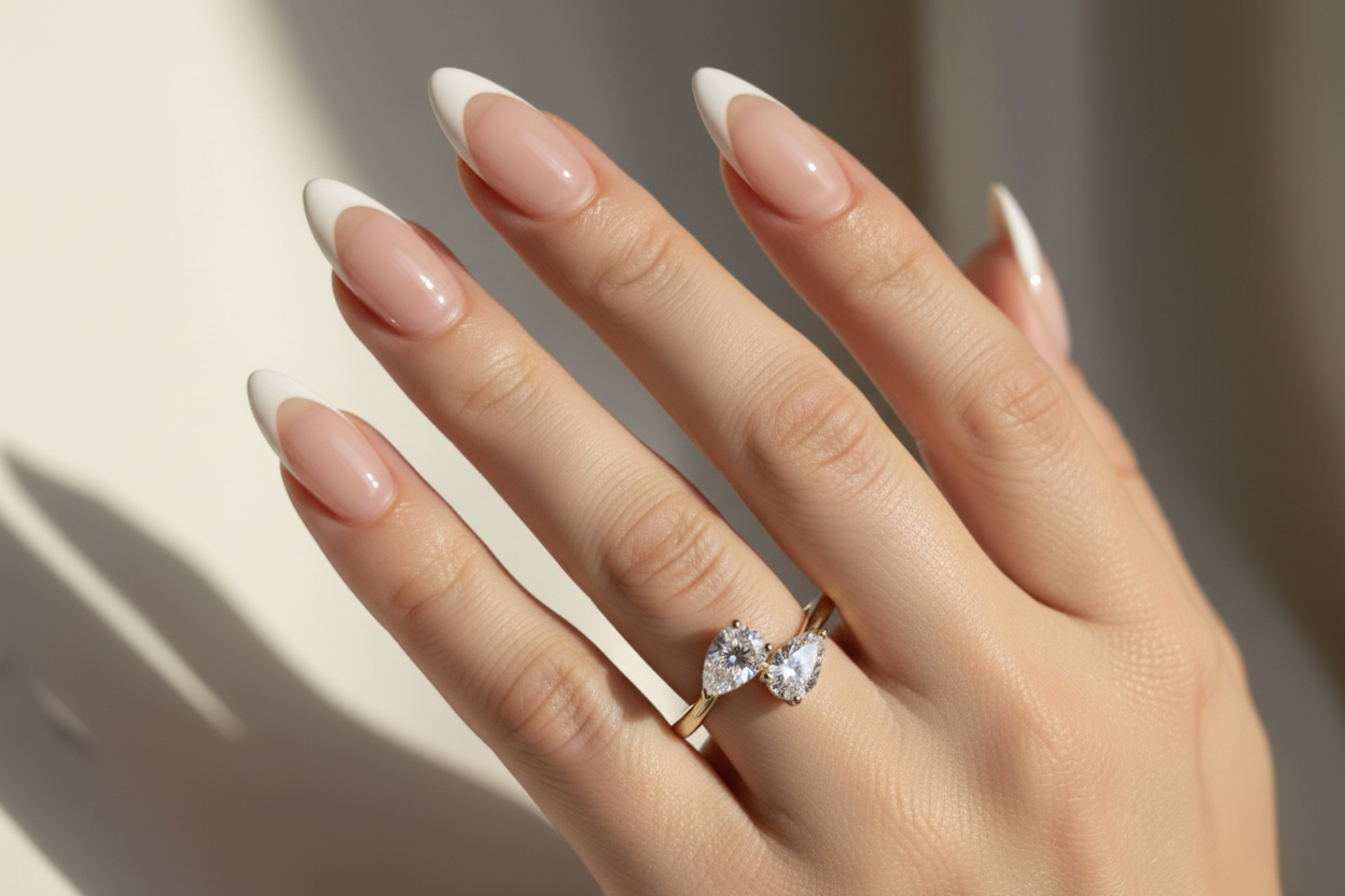 Ring with French tips - golden hour