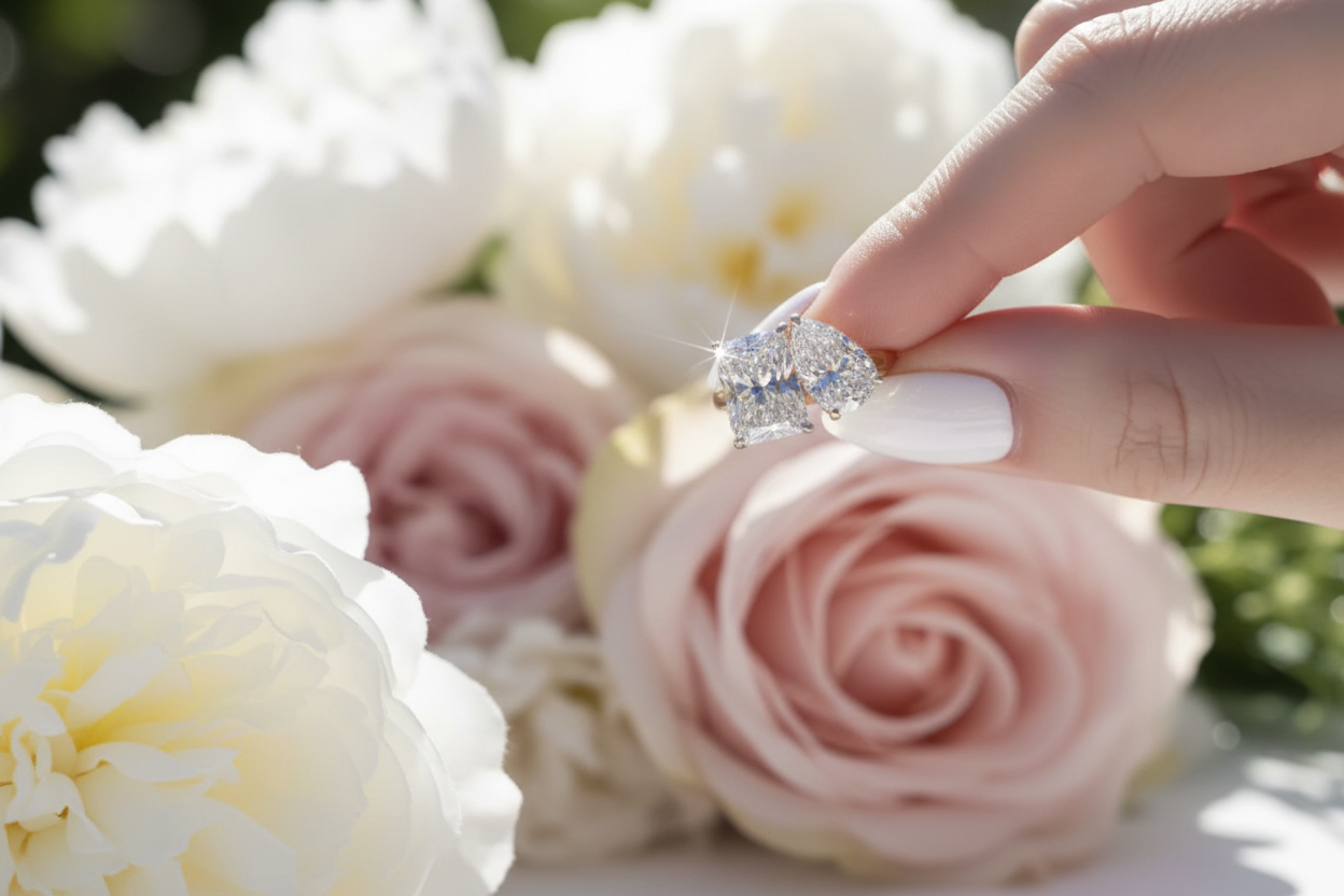 Ring with white or blush flowers