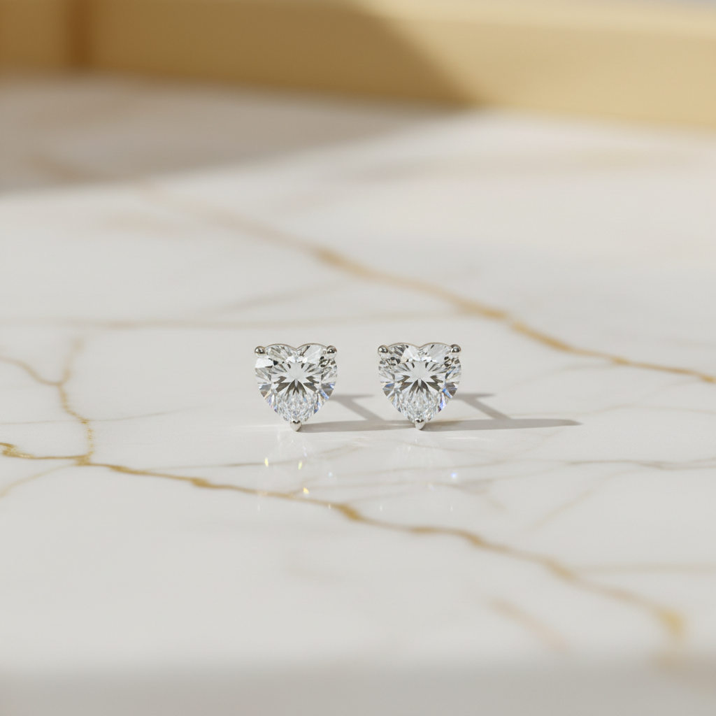 Small heart studs on polished marble