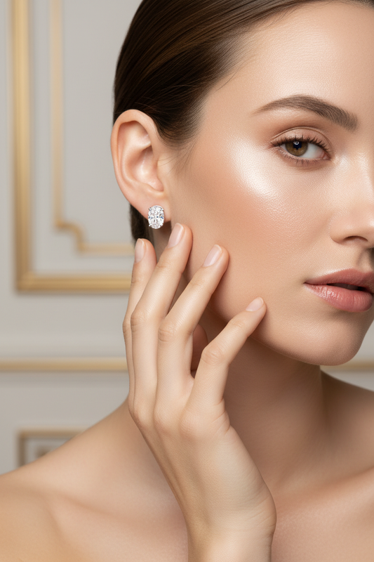 Smaller oval diamond earrings